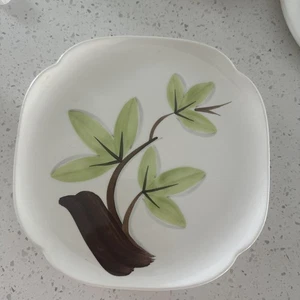 6 Vintage WOODLEAF by Continental Kilns Hand Painted SQUARE 10” DINNER PLATES - Picture 1 of 8