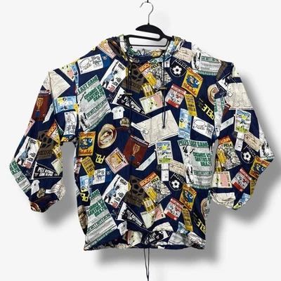 Vintage Pele Soccer Pullover Jacket Mens L All Over Print Sportswear Silk NWT - Image 1 of 4