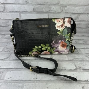 Steve Madden Blexi Floral Crossbody Bag Purse Black - Picture 1 of 4