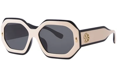 Tory Burch TY7192U 196187 Sunglasses Women's Black/Ivory/Dark Grey Solid 55mm - Image 1 of 4
