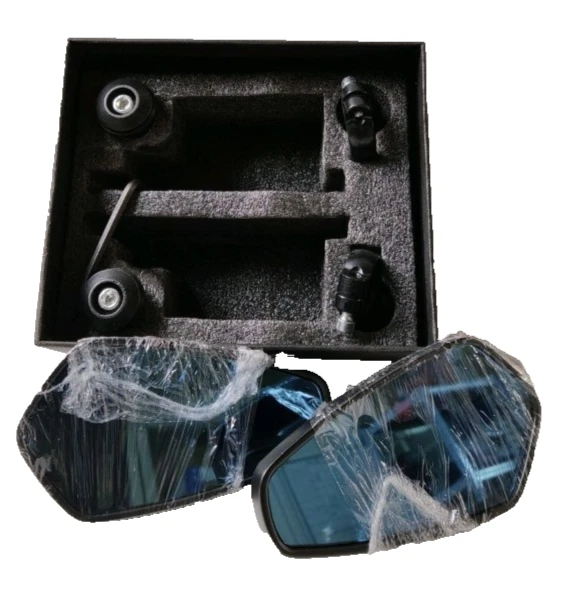 Rétroviseurs moto embout de guidon aluminium noir moto street café racer - Photo 1/4