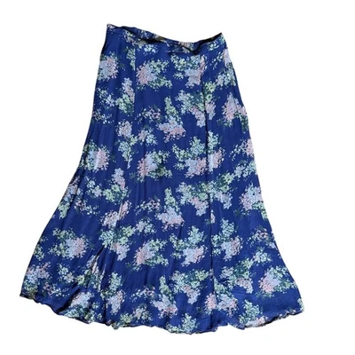 Vintage y2k A-Line Blue & Pink Flower Print  Midi Skirt Size Small - Image 1 of 4