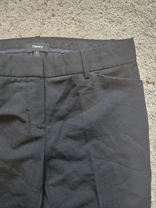 THEORY Max C3 Black Sevona Stretch Wool Trouser Pants Womens Size 0 EUC - Picture 1 of 8