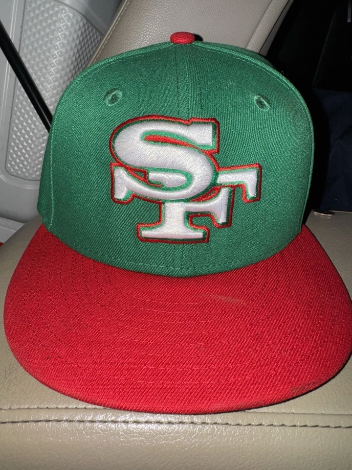 Gorra San Francisco 49ers ajustada New Era 59Fifty verde roja talla 7 1/4 Foto 1 de 4