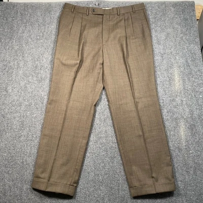 Pantalones de vestir de lana Nautica para hombre 38x30 marrón plisado tiro alto duraderos transpirables Foto 1 de 4