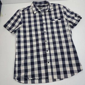 French Connection Shirt Mens Size L Large Slim Fit Short Sleeve Blue Check - Picture 1 of 7