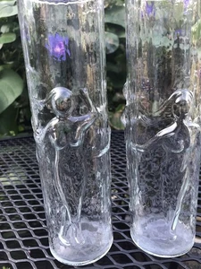 Vintage La Femme 3D 9 Zoll Trinkglas Becher Set 2 Akt Damen Deko Stil - Bild 1 von 8