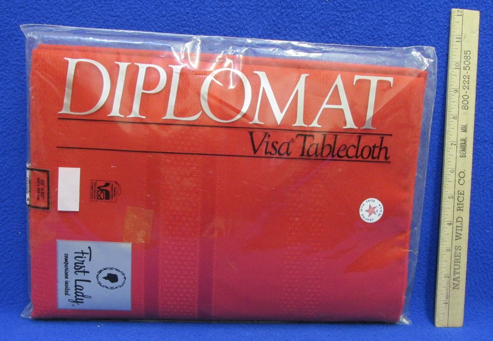 Square Tablecloth Red w/ Embossed Stripe 52 x 52 USA Made Diplomat Visa - Image 1 of 1
