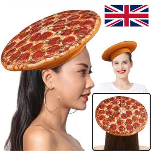 Funny Pizza Shape Hat Soft Beret for Women Halloween Costume Themed Party Cap - Picture 1 of 13