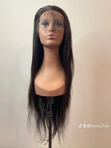 Women 30 Inch Straight Brazilian HD Lace Human hair Pre Plucked Wig - Picture 1 of 4
