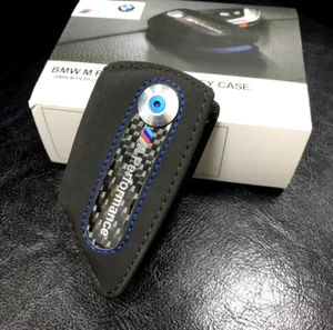 Genuine Style Leather Carbon Fiber Key Holder Cover Case For BMW X1 X3 X5 X6 5 M - Bild 1 von 11