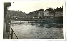 Town waterfront, Lake Lucerne Switzerland 8" x 5" Vintage B&W 1960s