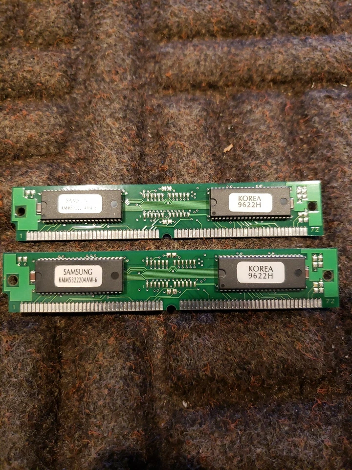 Samsung SEC KMM5322204AW-6 9622H 8MB SIMM Memory RAM pair - Image 1 of 1