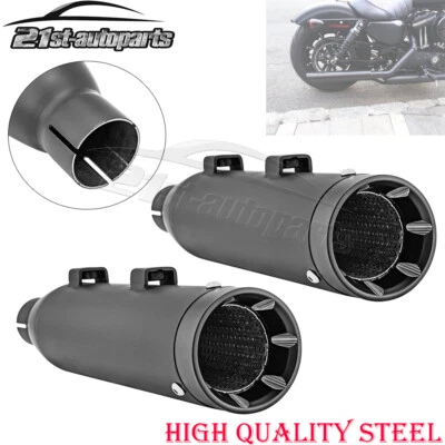 3" End Tips Mufflers Exhaust Slip On For Harley 14-22 Sportster XL Iron 883 1200 - Image 1 of 4