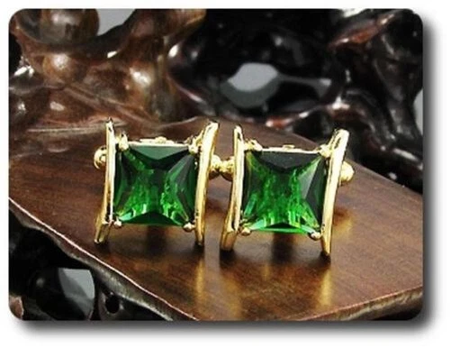 Manschettenknöpfe für Damen 2x10 MM Zirkoniumoxid Vergoldet 18 K - Bild 1 von 1