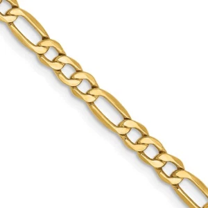 10K Yellow Gold Figaro 3.5mm Semi-Solid Chain Necklace 22" - Picture 1 of 4