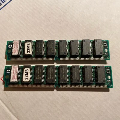 Lot of 2x 32MB SIMM 72-Pin EDO Memory Non-parity 60ns Buy-It-Now Gets BONUS READ - Image 1 of 4