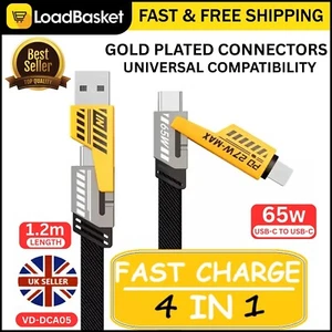 4 in 1 Multi USB PD Charger Charging Cable Cord For iPhone USB C Samsung Android - Picture 1 of 16
