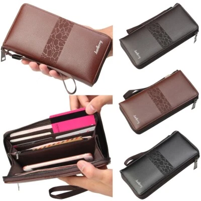 Cartera Larga para Hombres Cremallera Negocios Teléfono Móvil Bolsa Portatarjetas Bolso de Mano Cartera Foto 1 de 4