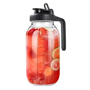 64oz Glass Pitcher with Lid 2 Quart Mason Jar Pitcher with Lid and Spout Wi - Picture 1 of 7