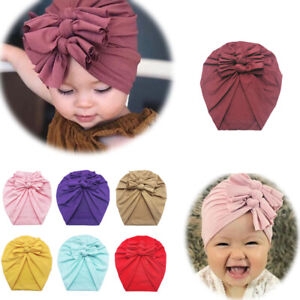 Baby Girls Women Bun Knot Floral Turban Head Wrap Kids Ear Hat Cotton Cap