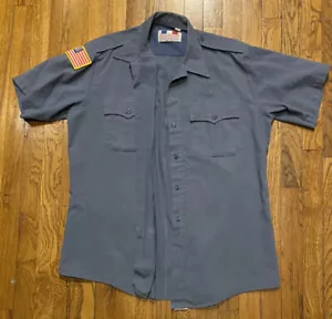 FLYING CROSS Gray Police Shirt Short Sleeved Size XL Extra Large Button/Full Zip - Picture 1 of 7