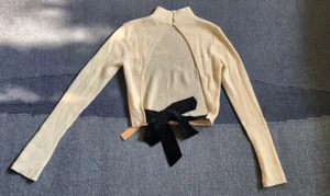 Reformation alber open tie back cashmere sweater in cream sz S - Picture 1 of 7