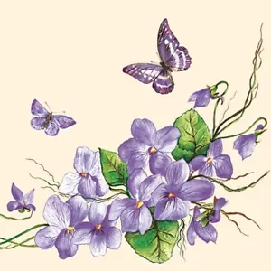 Servilletas de Papel Decoupage Púrpura Mariposa Flores Flor Floral - Paquete de 20 - Imagen 1 de 7