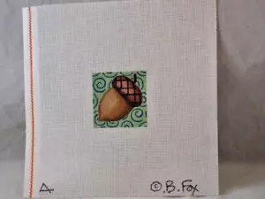 B Fox Hand Stitch Painted Canvas 18 Count - Acorn #A - Picture 1 of 1