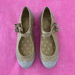Bonpoint Girls Shoes Babies A Bride Gold And Silver 36 EU - Picture 1 of 3