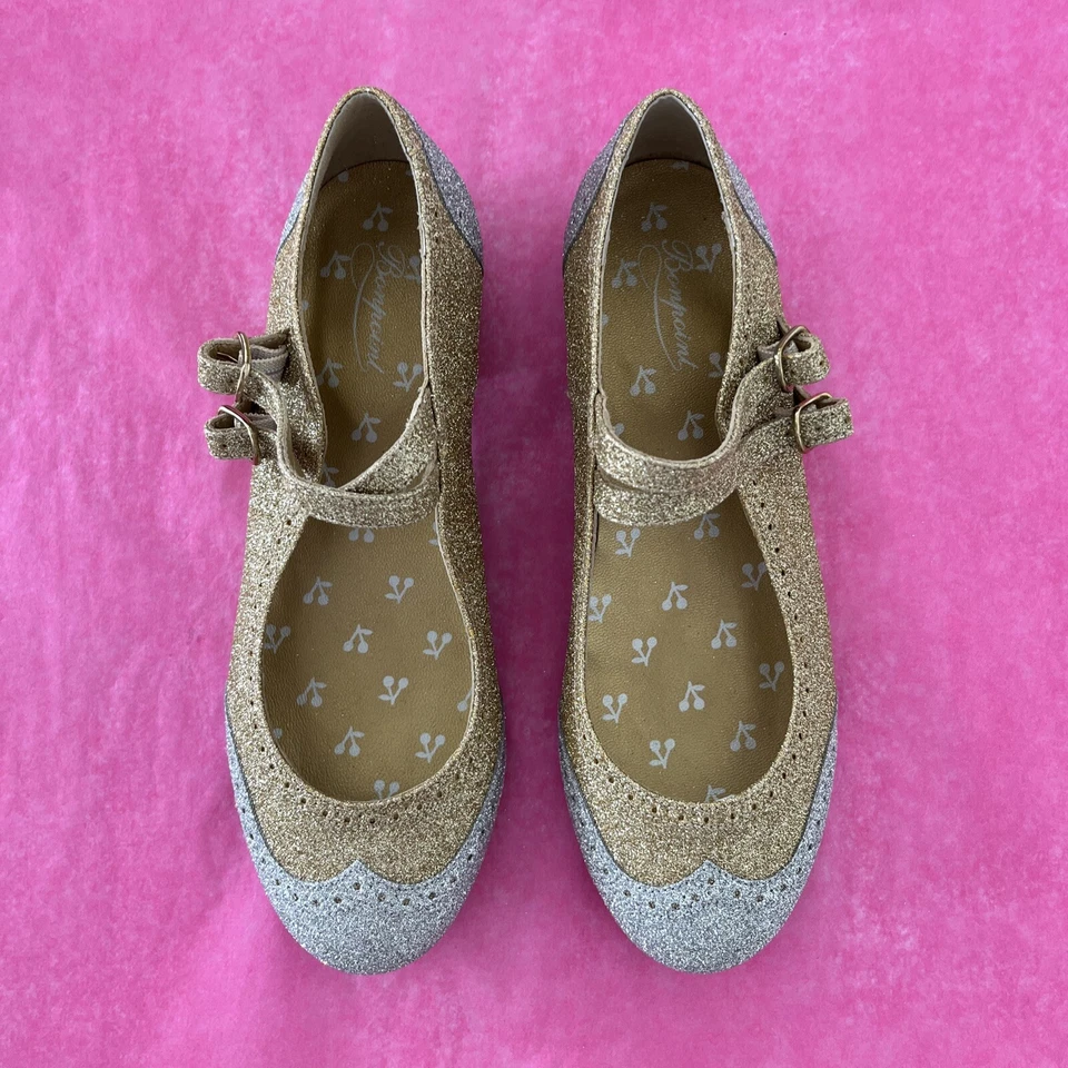 Bonpoint Niñas Zapatos Bebés Una Novia Dorado Y Plateado 36 EU Foto 1 de 3