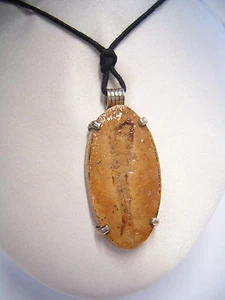 Pendentif en Argent 925 Avec Poisson Fossile Et Ras-Du-Cou Corde Noir - Bild 1 von 3