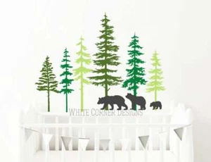3 Color Pine Tree Forest Wall Decals,Tree Wall Decals, Forest Mural, Forest tree - Picture 1 of 7