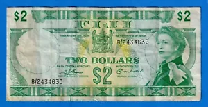 FIJI $2 (ND 1974) P-72b Circulated Note QE II B/2 434630 - Picture 1 of 3