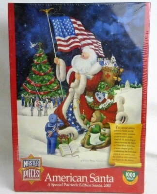 Christmas gift Jigsaw Puzzle 1000pc rare Master Patriotic Symbols American Santa - Image 1 of 4