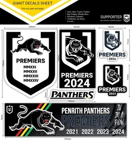 620584 PENRITH PANTHERS 2024 NRL PREMIERS 5 STICKER GIANT DECAL SHEET - Picture 1 of 1