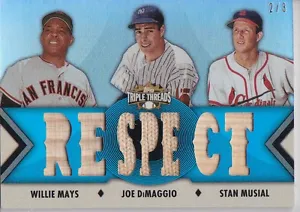 MAYS, DIMAGGIO, MUSIAL 2012 Topps Triple Threads Relic Combos Platinum #'d 2/3 - Picture 1 of 2