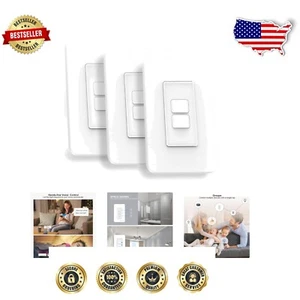 2-Gang Wi-Fi Smart Light Switch - Remote Control with Timer & Family Sharing - Picture 1 of 7