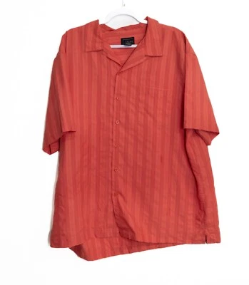 Mens Cezani Button-Down Short Sleeve Shirt Red Striped Pattern Lightweight 2XL - Image 1 of 4