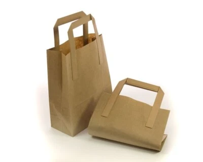 RIDLEY 250 x Recycled Brown Paper Bag Medium Take Away bags 203x 330x 254mm Fast Food