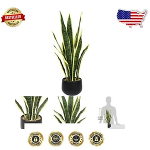 Life-Like 23.6" Artificial Snake Plant in Stylish Pot for Home & Office - Picture 1 of 8