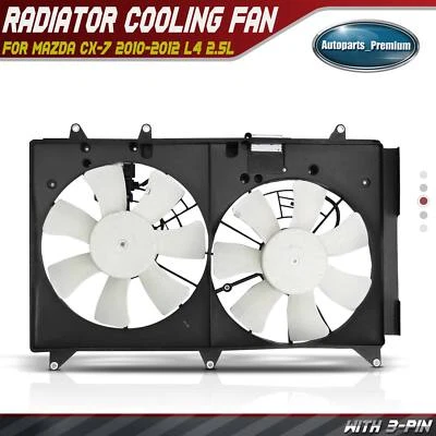 Dual Engine Radiator Cooling Fan w/Shroud Assembly for Mazda CX-7 2010-2012 2.5L - Image 1 of 4