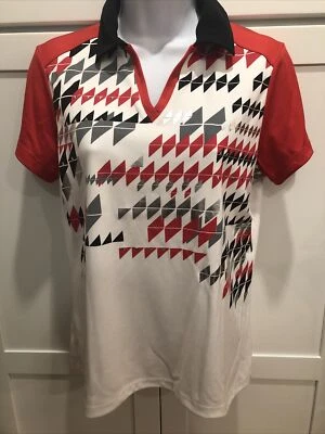 Izod Y2K Cool Fx Golf Tennis Shirt Geometric Collared Short Sleeve Womens Sz M - Image 1 of 4