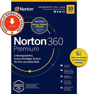 Norton 360 Premium + Ultimate / 10 Geräte / 1 Benutzer / 1 Jahr / Per Mail - Bild 1 von 3