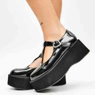 Grobe Plateau Sandalen UK 4 / 37 Koi Vegan Moreno Schwarz Kunstleder