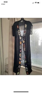 WOWO BLACK SHEER Floral crochet bathing suit cover-up size medium - Picture 1 of 8