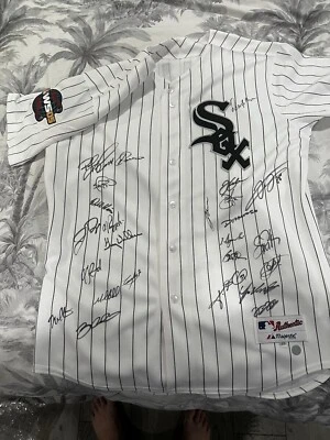 Camiseta deportiva Schwartz 2005 firmada por el equipo de los Medias Blancas de Chicago 25 sigs Foto 1 de 4