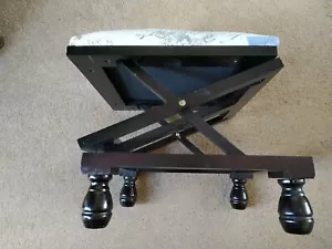 FOLDING ADUSTABLE FOOTSTOOL MADE OF WOOD & MATERIAL. SEE PHOTOS - Picture 1 of 10