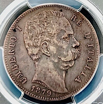 1879-R Italy 5 Lire , PCGS  XF40 , nice silver coin        # 1889 , # 60-5 - Image 1 of 4
