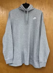 New Nike Hoodie Women's Medium Grey Heather Oversized Cotton Mock-Neck NWT $75 - Picture 1 of 7